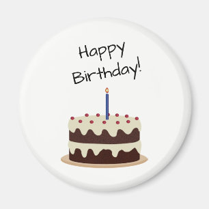 Imán Chocolate del feliz cumpleaños y torta de la