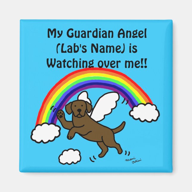 Imán Chocolate Labrador Ángel Guardian (Puente Arcoiris (Frente)