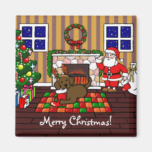 Imán Chocolate Labrador y dibujo animado del navidad de