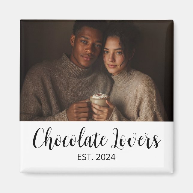 Imán Chocolate Lovers Couple Established Photo Gift (Frente)