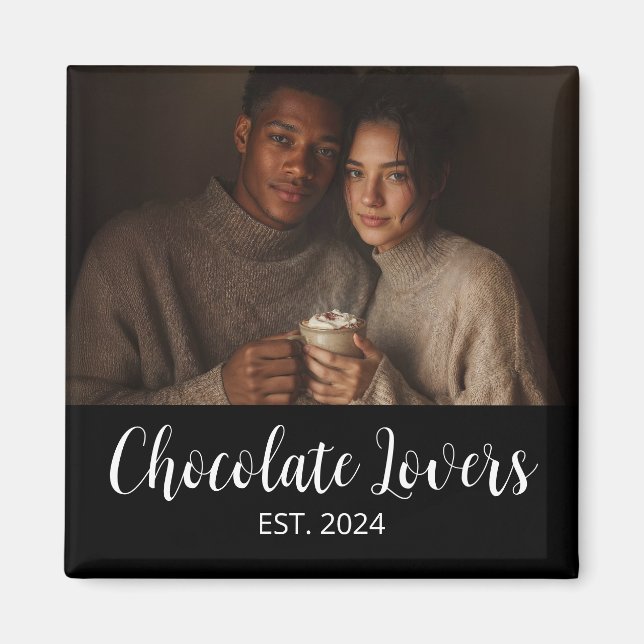 Imán Chocolate Lovers Couple Established Photo Gift (Frente)
