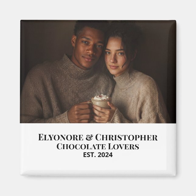 Imán Chocolate Lovers Couple Established Photo Gift (Frente)