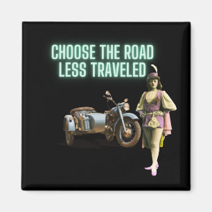 Imán Choose the Road Less Traveled Fun Altered Art 