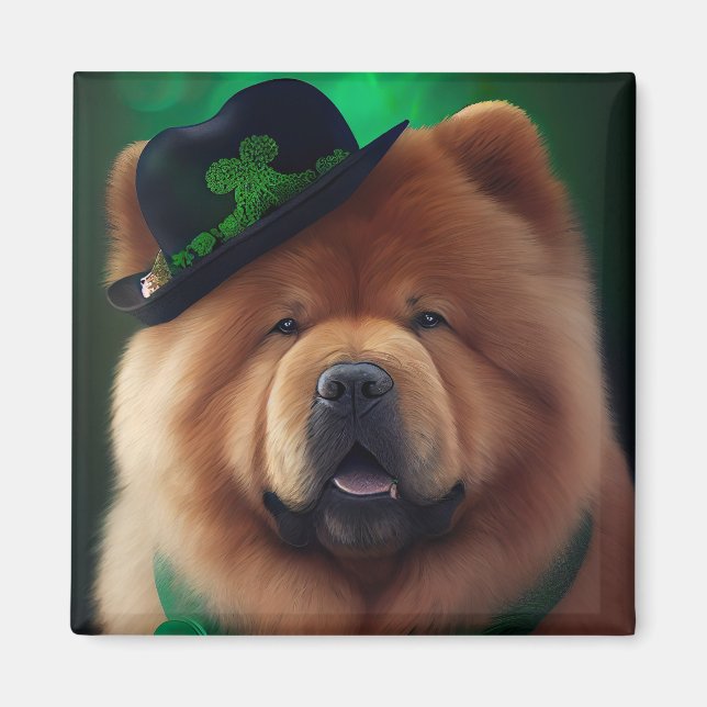 Imán Chow Chow Dog in St. Patrick's Day Dress (Frente)