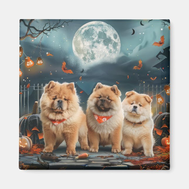 Imán Chow Chow Halloween Espeluznante (Frente)