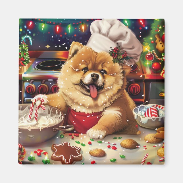 Imán Chow Chow Holiday Baking: Navidades festivos (Frente)