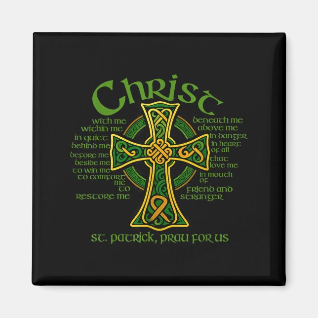 Imán Christ With Me Celtic Cross St. Patrick Breastplat (Frente)