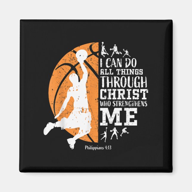Imán Christian Basketball I Can Do All Things Through C (Frente)