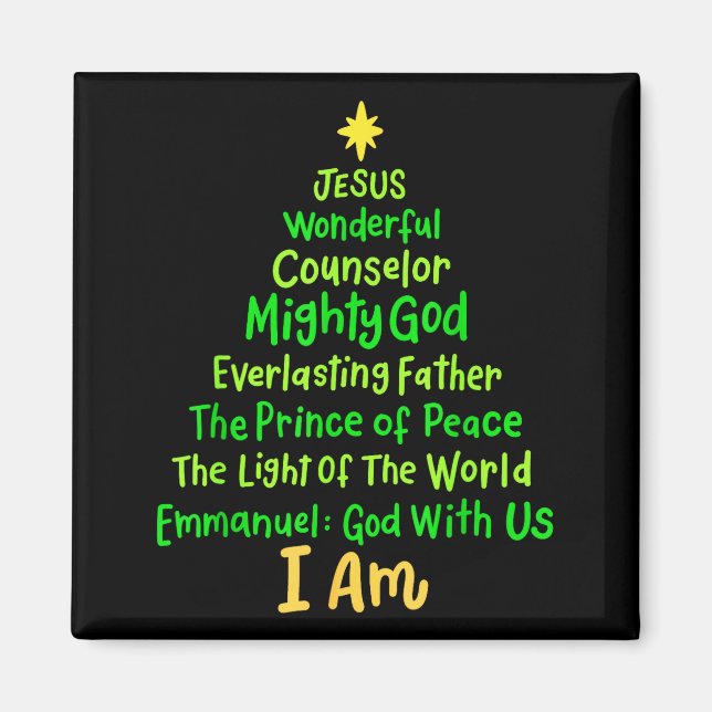 Imán Christian Christmas Jesus Bible Names Xmas Tree Sh (Frente)