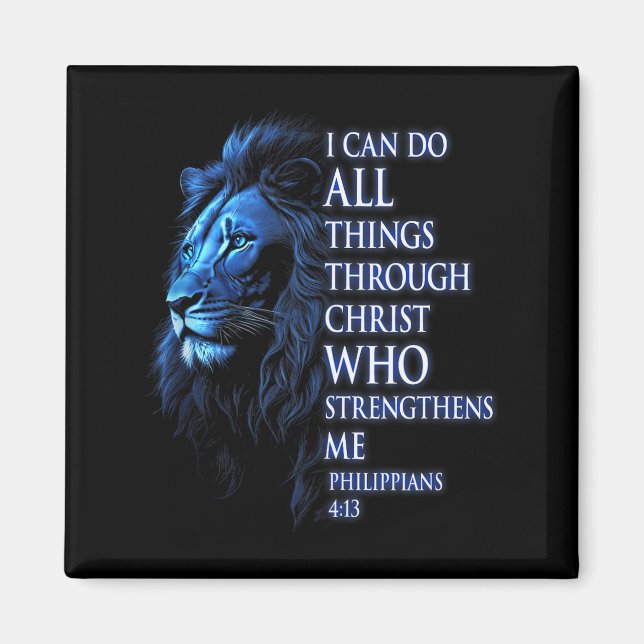 Imán Christian I Can Do All Things Through Christ Lion  (Frente)