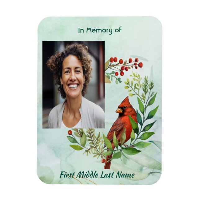 Imán Christian Memorial Keepsake Cardinal Bird (Vertical)