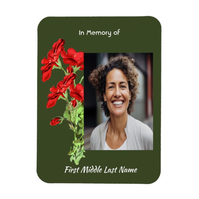 Imán Christian Memorial Keepsake Geranium Flower (Vertical)