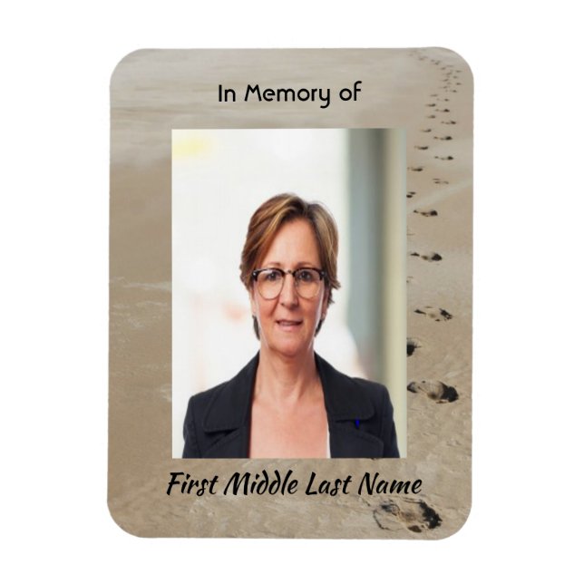 Imán Christian Scripture Keepsake Footprints in Sand (Vertical)