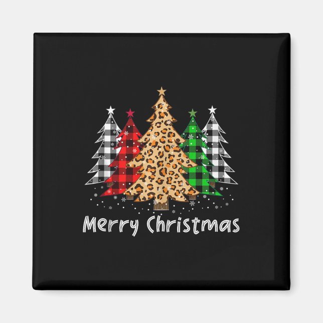 Imán Christma Tree Lights Xmas Plaid (Frente)