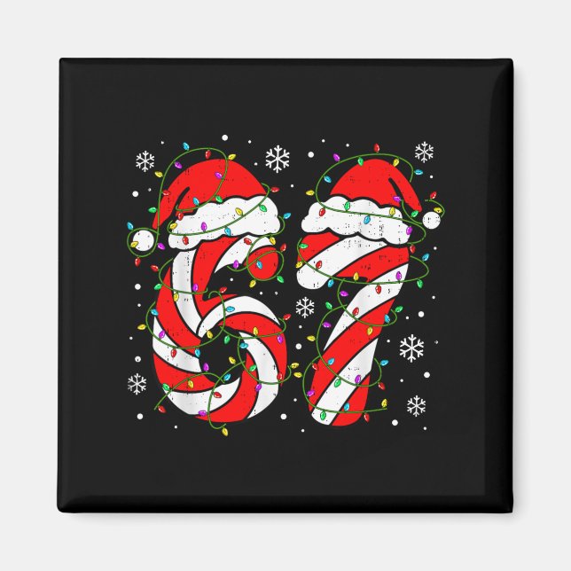 Imán Christmas 67 Candy Cane Six Seven Meme Lights Sant (Frente)
