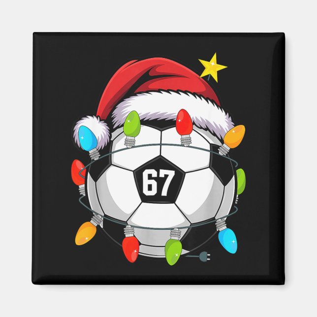 Imán Christmas 67 Meme Soccer Ball Santa Hat Funny Xmas (Frente)
