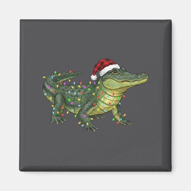 Imán Christmas Alligator Holiday Reptile Funny Festive  (Frente)