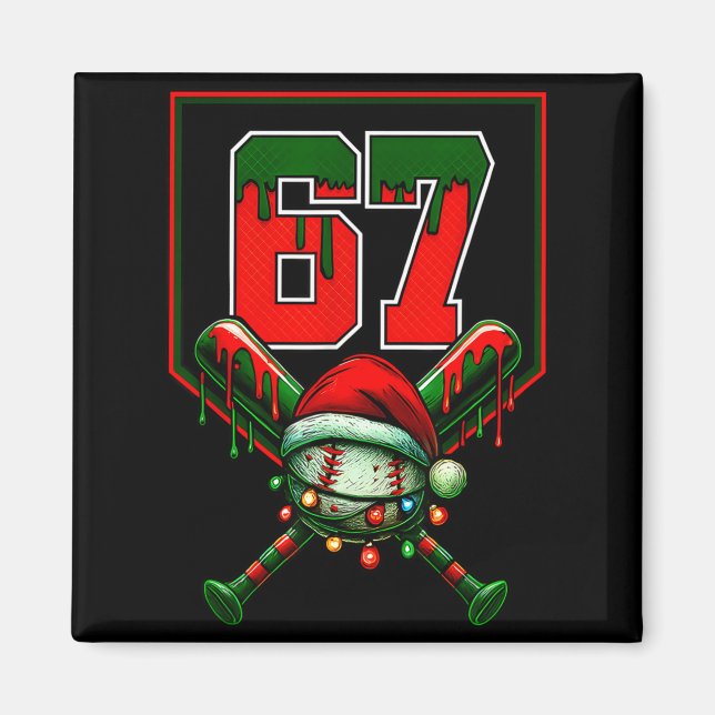 Imán Christmas Baseball Drip Number 67 Player Or 67th B (Frente)