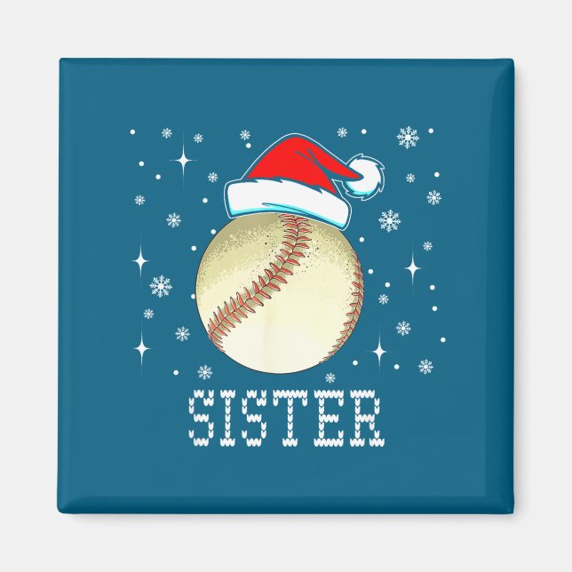 Imán Christmas Baseball Sister Xmas Santa Hat Kids Boys (Frente)