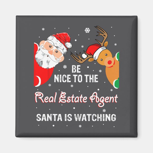 Imán Christmas Be Nice To The Real Estate Agent Santa  (Frente)