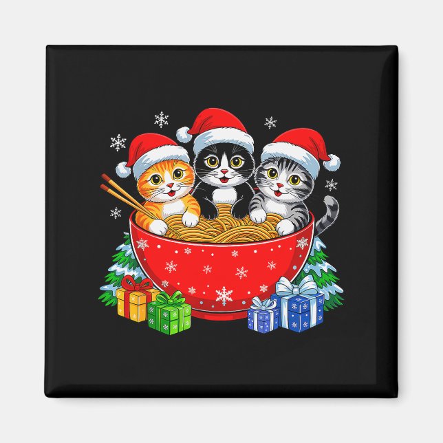 Imán Christmas Cats Ramen Kitten Anime Xmas For Men Wom (Frente)