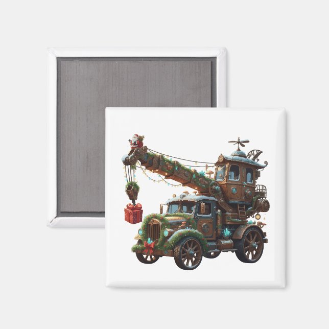 Imán Christmas Crane Truck (Anverso/Reverso)