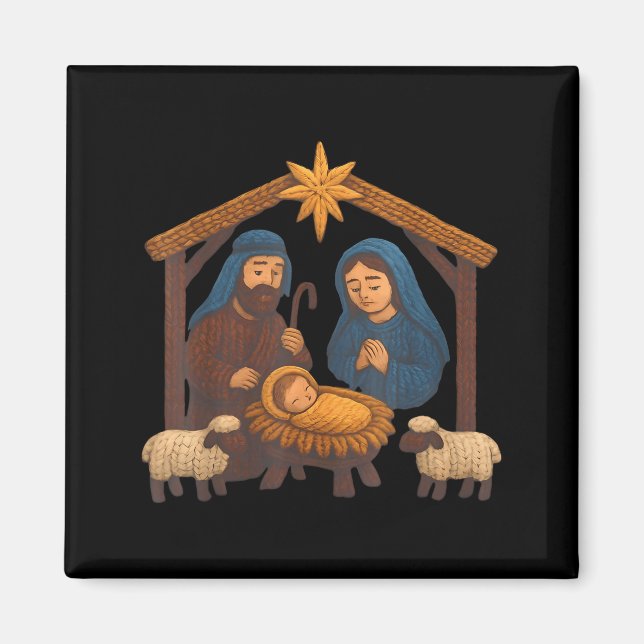 Imán Christmas Crochet Jesus Christmas Faux Yarn Sewing (Frente)