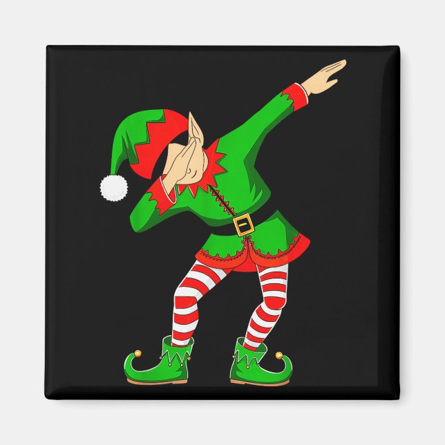 Imán Christmas Dabbing Elf Santa Hat Boys Girls Kids Xm (Frente)