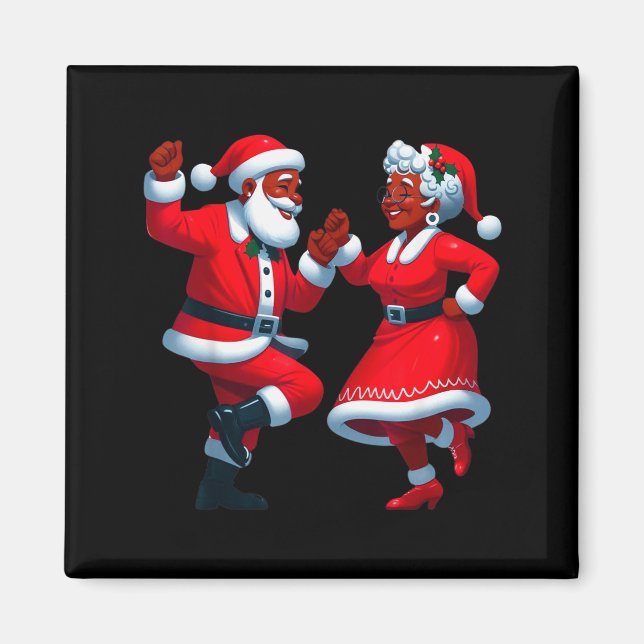 Imán Christmas Dancing Black African American Santa Mrs (Frente)