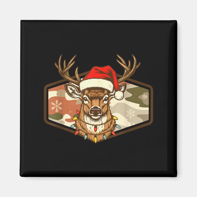 Imán Christmas Deer Hunting Old School Camo, Xmas Hunti (Frente)