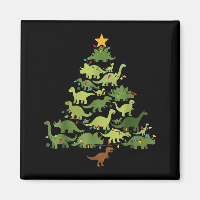 Imán Christmas Dinosaur Tree Rex Pajamas Men Boys Kids  (Frente)