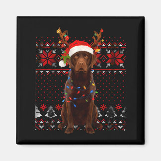 Imán Christmas Dog With Hat And Lights - Funny Holiday 