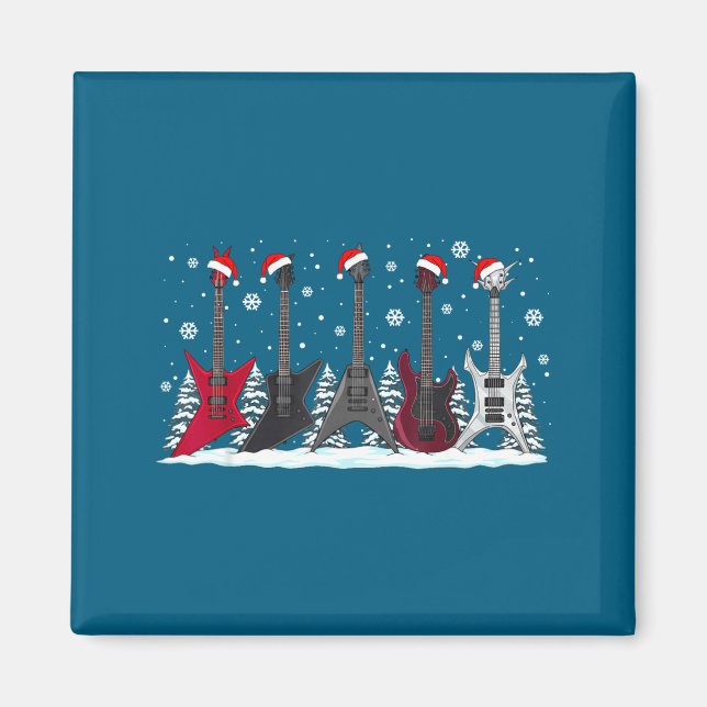 Imán Christmas Electric Guitars Metalhead Guitarist Xma (Frente)