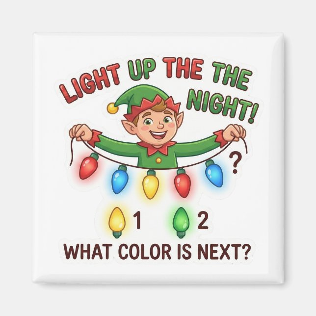 Imán Christmas Elf Lights Pattern Logic Game Magnet (Frente)