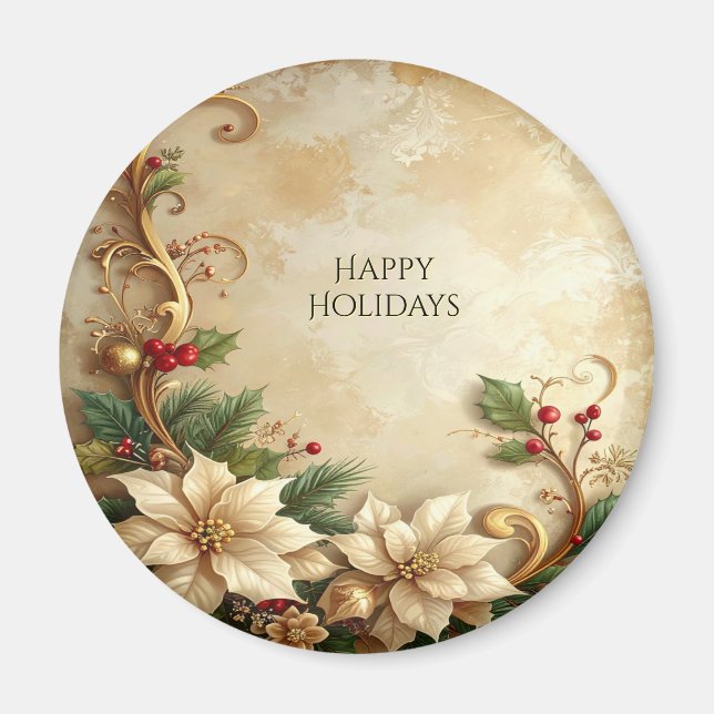 Imán Christmas Floral Holiday Magnet (Frente)