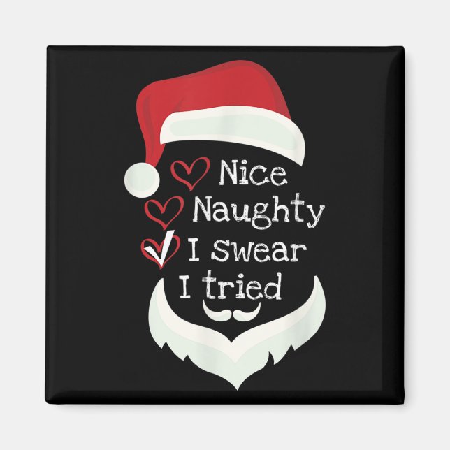 Imán Christmas Funny Checklist, Nice Naughty I Swear I  (Frente)