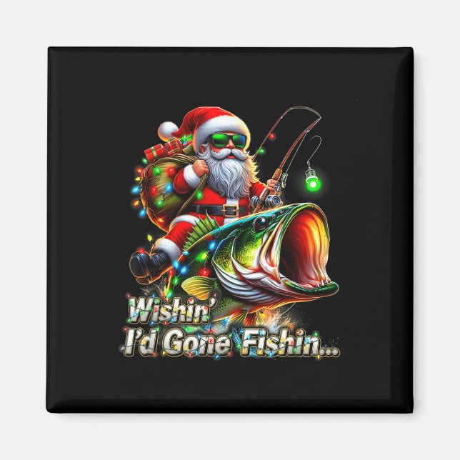 Imán Christmas Funny Fish Santa Fishing Merry Fishmas  (Frente)