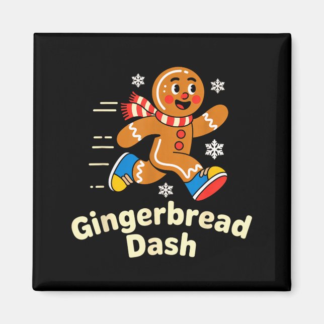 Imán Christmas Gingerbread Dash Running Runner Xmas Mar (Frente)