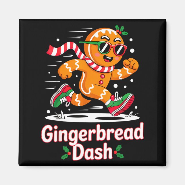Imán Christmas Gingerbread Dash Running Runner Xmas Mar (Frente)