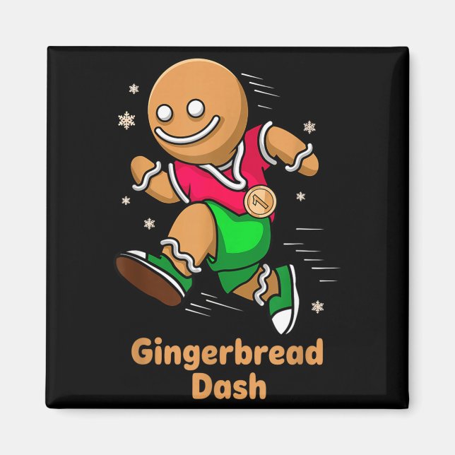 Imán Christmas Gingerbread Dash Running Runner Xmas Mar (Frente)