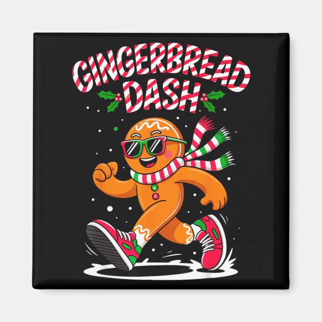 Imán Christmas Gingerbread Dash Running Runner Xmas Mar (Frente)
