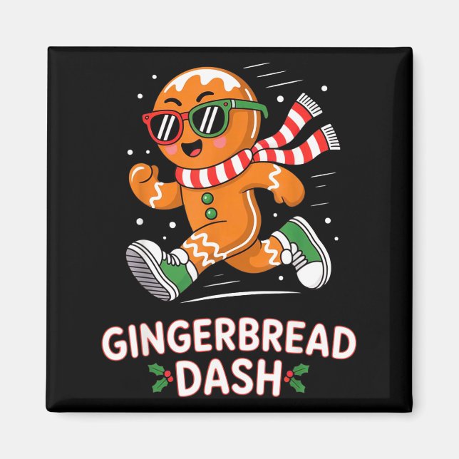 Imán Christmas Gingerbread Dash Running Runner Xmas Mar (Frente)