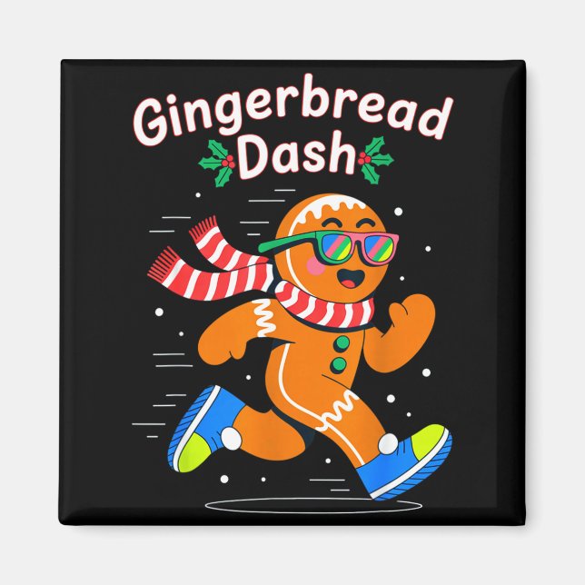 Imán Christmas Gingerbread Dash Running Runner Xmas Mar (Frente)