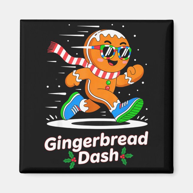 Imán Christmas Gingerbread Dash Running Runner Xmas Mar (Frente)