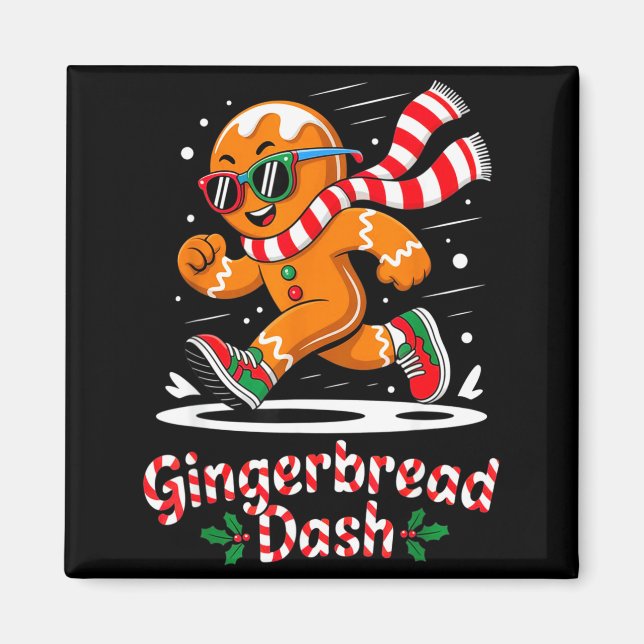 Imán Christmas Gingerbread Dash Running Runner Xmas Mar (Frente)