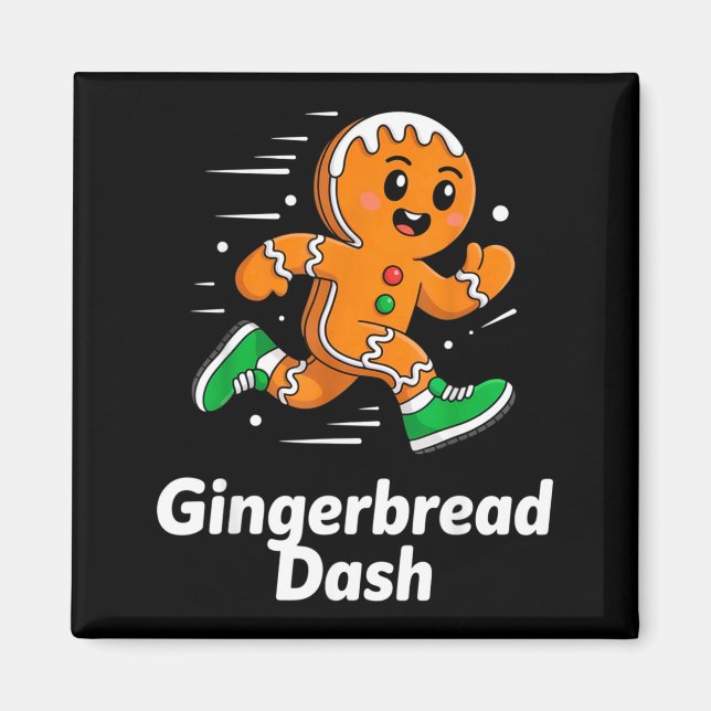 Imán Christmas Gingerbread Dash Running Runner Xmas Mar (Frente)