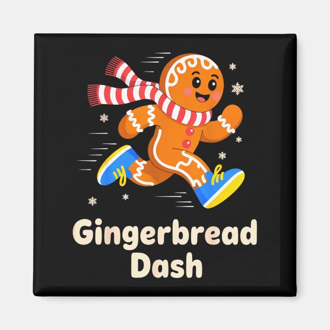 Imán Christmas Gingerbread Dash Running Runner Xmas Mar (Frente)