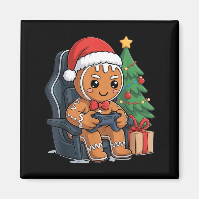 Imán Christmas Gingerbread Gamer Chair Holiday Gaming B (Frente)
