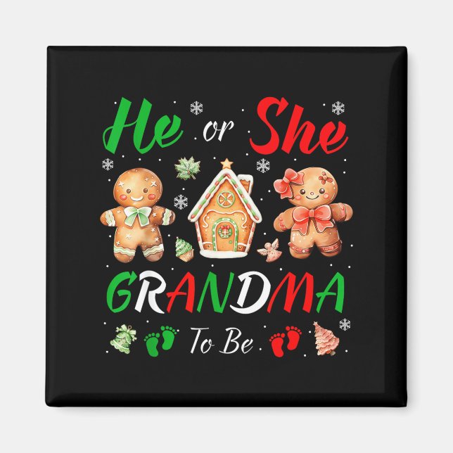 Imán Christmas Gingerbread Gender Reveal He Or She Gran (Frente)