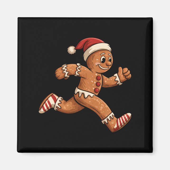 Imán Christmas Gingerbread Running Funny Runners Pajama (Frente)